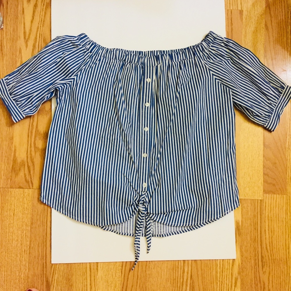 Striped off the shoulder top!